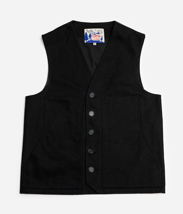 Tonton et Fils - Le gilet homme «Jeannot» noir fabriqué en France - Vue générale
