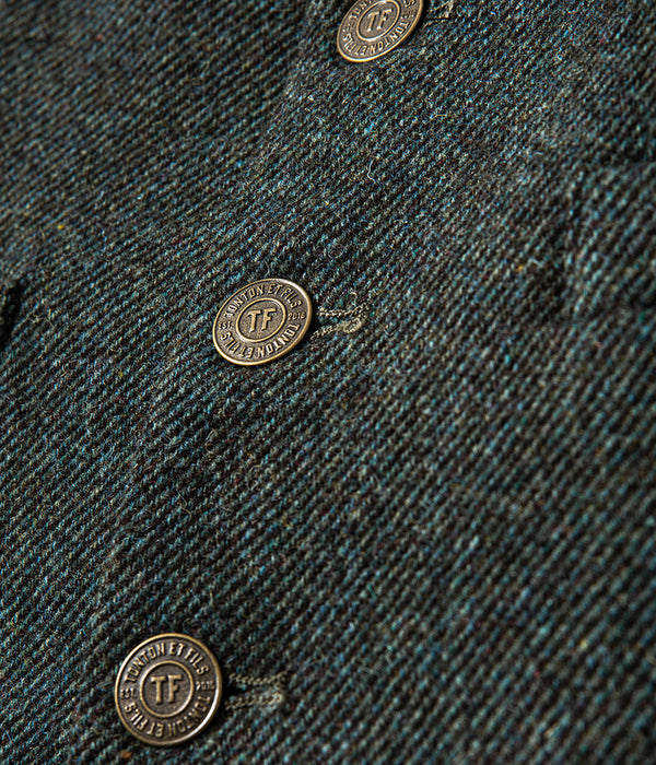 Le veston « Auguste » Laine Jacquard gris dos kaki clair