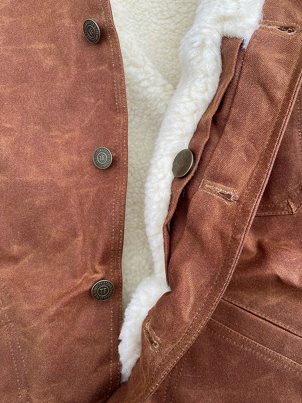 Die kamelfarbene, gewachste „Monterey“-Jacke mit Wollfutter