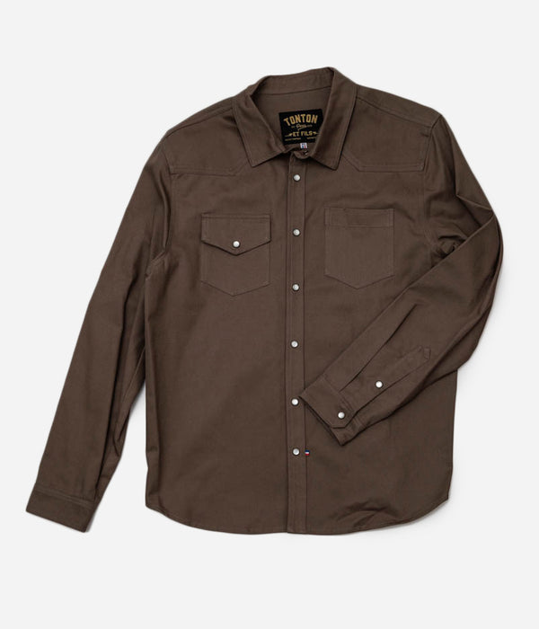 Tonton et Fils - La chemise «Jimmy» twill kaki - Fabriquée en France - Vue générale