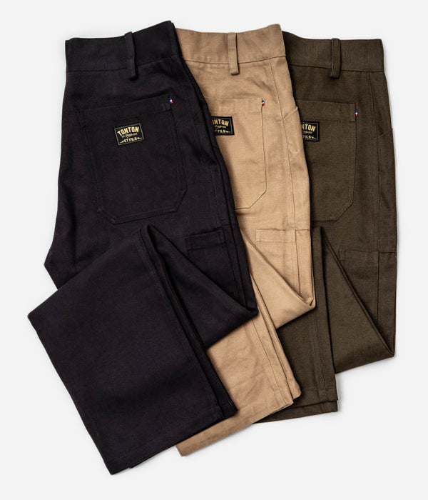 Tonton et Fils - Le pantalon homme « Arsène » canvas tan - Fabriqué en France - Zoom les coloris marine, tan, et olive