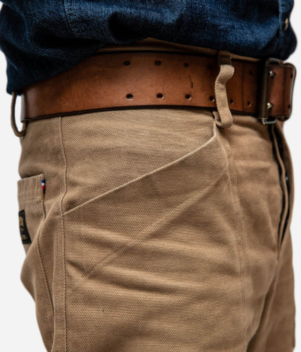 Tonton et Fils - Le pantalon homme « Arsène » canvas tan - Fabriqué en France - Vue poche avant