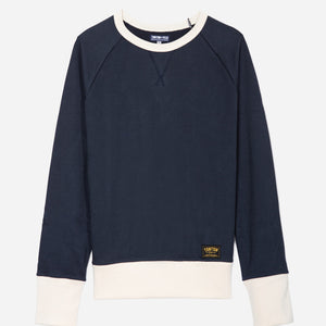 Tonton et Fils - Le sweat-shirt Homme «Cerdan» bicolore Marine / Écru fabriqué en France - Vue générale