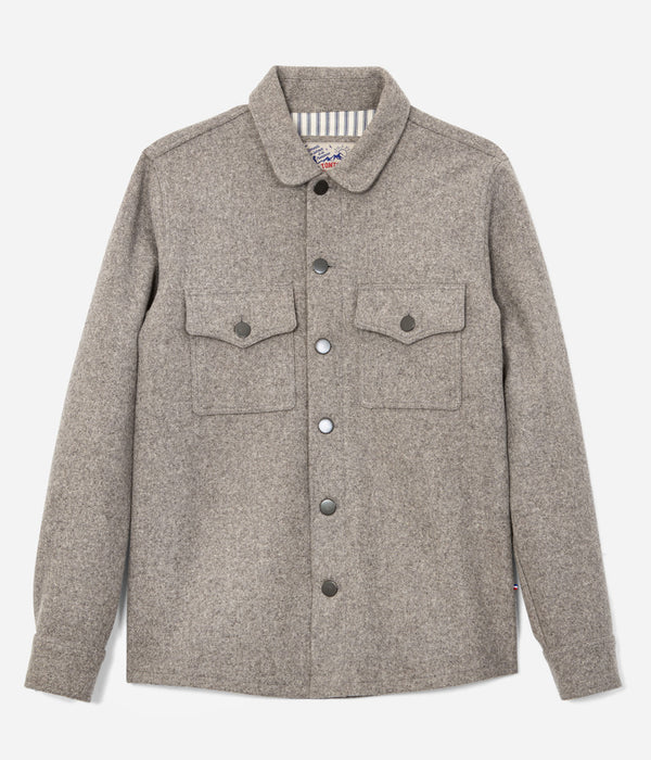 La sur-chemise homme «Émile» laine vierge beige - Vue générale